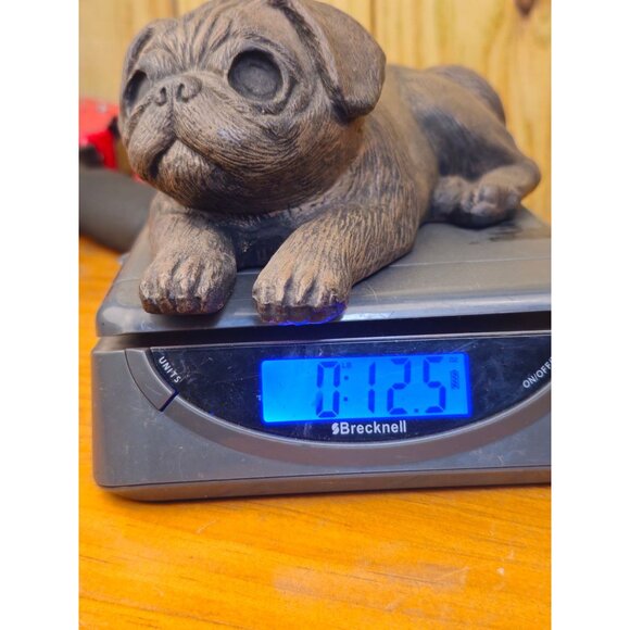 Small Vintage Brown ceramic Pug Dog Figurine Lying Down Collectible Home Decor - Picture 12 of 12